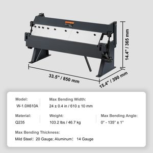 Piegatrice Manuale per Lamiera da 24 Pollici, 0-130 Gradi, Piegatrice Portatile per Acciaio 20/14 Ga - Product Image 4