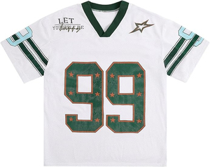 Maillot de football américain rétro personnalisé OEM, unisexe, coupe ample Y2K, respirant, manches courtes, t-shirt d'été, logo personnalisé - Product Image 2