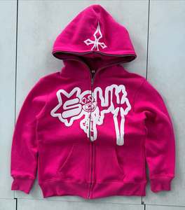 Sudadera con Capucha de Gran Tamaño, Personalizada de Fábrica, de Alta Calidad, con Estampado de Patchwork, Hombros Caídos, Cierre de Cremallera, Moderna y Esencial para Hombre - Product Image 2