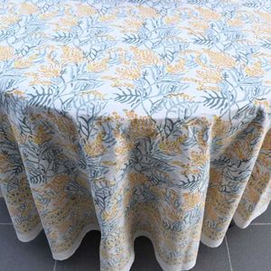 Nappe de table 6 places style classique, imprimée à la main, 20 feuilles, 180 cm, en coton, design français, fabriquée en Inde - Product Image 6