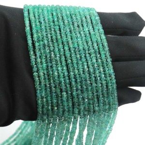 Cuentas de Esmeralda Zambiana Natural de Primera Calidad, Forma de Rondelle Facetada, para Joyería, Hilo de 16 Pulgadas para la Elaboración de Collares, 3-5 mm - Product Image 1