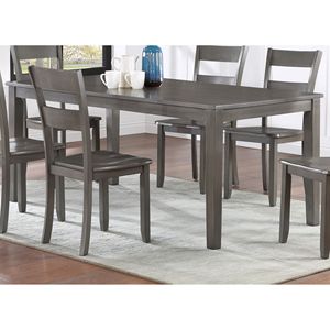 Set da Pranzo Transizionale 7 Pezzi con Tavolo Rettangolare Base in Legno e Sedie con Schienale a Scala in Finitura Grigia, Mobili per Sala da Pranzo in Legno - Product Image 4