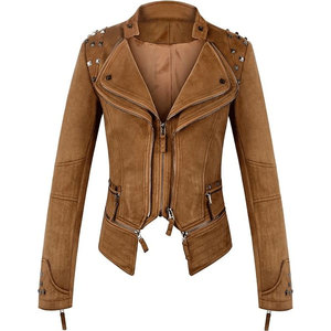 Chaqueta de Motocicleta de Cuero Genuino para Mujer, Impermeable, Cortavientos, Transpirable, de Secado Rápido, con Cuello Alto, Servicio OEM - Product Image 1