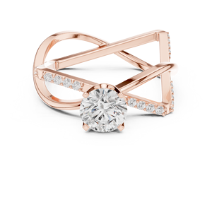 Rose Gold Modern Geometric Solitaire <b>Ring</b> for Women Elegant Crystal Engagement Wedding Jewelry - Product Image 1
