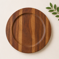 Assiette de Présentation Ronde en Bois d'Acacia Écologique et Durable, Faite à la Main, Taille Personnalisée, Idéale pour Mariages de Luxe et Hôtels (Vente en Gros)