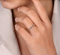Anillo de Compromiso y Matrimonio de Oro Puro Sólido con Diamante Cultivado en Laboratorio, Corte Marquesa de 4x2 mm, Certificado IGI, Color E, Eternidad Completa