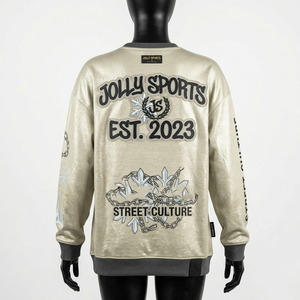 Camiseta de manga larga para mujer, 230 GSM, mezcla de algodón de alta calidad, beige, puños y bajo acanalados, estampado gráfico en el pecho, logotipo personalizado, cuello cómodo. - Product Image 3