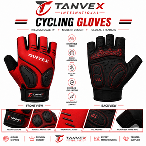 ถุงมือปั่นจักรยาน TANVEX แบบครึ่งนิ้ว บุเจล ระบายอากาศ กันลื่น ปิดด้วยแถบตีนตุ๊กแก สำหรับทุกเพศ ถุงมือสำหรับแข่งจักรยาน - Product Image 1