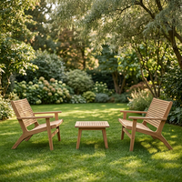 Ensemble de chaise longue et canapé deux places en teck pour l'extérieur, mobilier de patio moderne du milieu du siècle