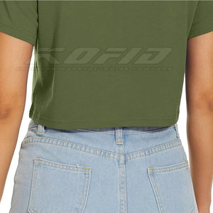Camiseta Corta de Estilo Urbano para Mujer, de Algodón, Ajustada, de Manga Corta, Informal, para Verano, Gimnasio, Ejercicio, Suave, Transpirable y a la Moda - Product Image 4