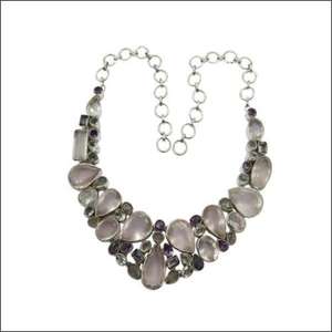 Collar de plata 925 con múltiples piedras brillantes, hermosos collares artesanales con cuentas finas, collar de plata 925 con múltiples piedras semipreciosas - Product Image 1