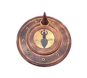 Nuevo Porta Incienso Religioso de Latón y Madera, para Uso Festivo y Aromaterapia, Bandeja Redonda Hecha a Mano de Alta Calidad - Product Image 3