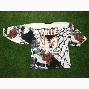 Conjunto de Jersey de Hockey sobre Hielo Sublimado para Hombre, Blanco, Negro y Verde, Manga Larga, Absorbe la Humedad, Ajuste Atlético, para Todas las Temporadas - Product Image 6