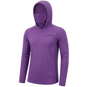 Camisa de Pesca con Capucha de Manga Larga y Color Sólido Personalizada para Hombre, Spandex/Poliéster Transpirable, Protección Solar UPF 50 Anti UV - Product Image 1