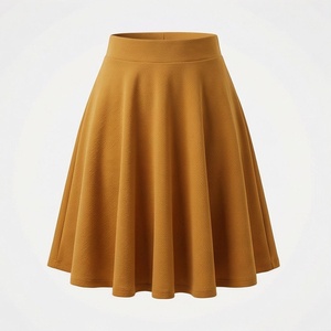 Minifalda de Cintura Alta con Corte en A para Mujer, Color Sólido, Plisada, Cómoda, Tejido Elástico, para Todas las Temporadas - Product Image 1