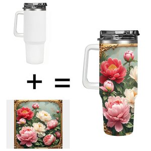40oz Stainless Steel Tumbler With Lid Floral Design Travel <b>Mug</b> - Product Image 1