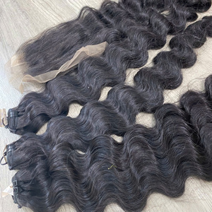 Paquete combinado de cierre de cabello humano sin procesar Paquete de cabello de onda profunda virgen Precio barato Color natural Cabello virgen vietnamita crudo - Product Image 2