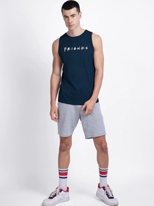 Camiseta sin Mangas Azul Marino para Hombre, con Estampado del Logotipo de Friends, Cuello Redondo, Estilo Casual, 100% Algodón, Tejido Transpirable - Product Image 2