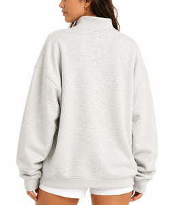 Sweat-shirt oversize pour femme, gris rose à carreaux, imprimé « Mama », en mélange de coton, style pull décontracté, col montant - Product Image 3