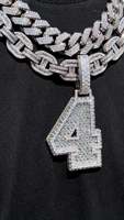 Pendentif personnalisé en diamant de laboratoire numéro 4, serti pavé en or blanc, plaqué rhodium, argent 925, or 10K 14K, 2,5 pouces, style Hip Hop