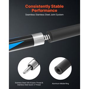 Stecca da Biliardo in Fibra di Carbonio da 58 Pollici, 19,5 oz, con Punta in Acero per Salto e Rottura, con Puntali da 19,5 oz per Snooker e Biliardo - Product Image 4