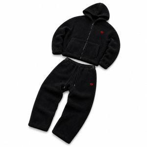 Heavyweight Sherpa Fleece Customised Hoodie and Relaxed Fit Jogger Set Warm Winter Streetwear Tracksuit Soft Plush Fabric OEM - Product Image 2