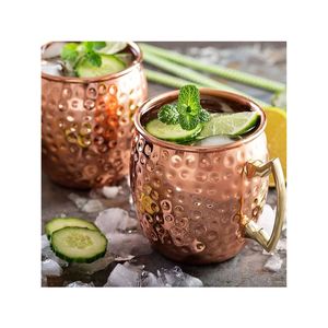 Mug Moscow Mule en cuivre pur 16oz - Tasse en cuivre martelé de qualité alimentaire pour cocktails et bières - Fournitures de bar en gros - Product Image 6