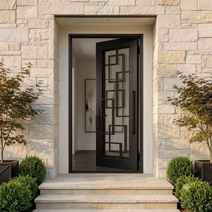 Royal Luxury Steel Entry Door with Iron Glass Modern Design Water Resistant Powder-Coated Finish Easy Assembly Exterior <b>Swing</b> - Product Image 4