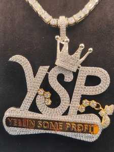 Pendentif Lettre YSP Moissanite Iced Out en Argent 925 Plaqué Or 18K, Breloque Lettre Couronne, Bijoux Hip Hop pour Homme - Product Image 3