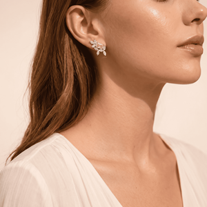 Pendientes de diamantes cultivados en laboratorio, corte radiante amarillo, oro blanco, halo floral, joyería fina de lujo para novias, regalo para mujeres - Product Image 3