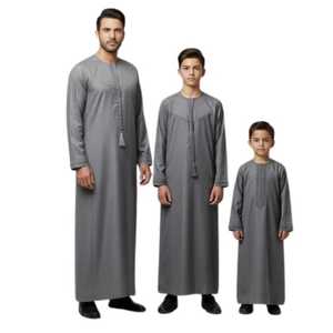 Túnica Larga Árabe Islámica para Hombre, Estilo Dubái, Manga Larga, Color Sólido, OEM, Thobe Musulmán Tradicional - Product Image 1