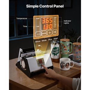 Presse à chaud semi-automatique pour gobelets 30 Oz et 40 Oz avec chauffage rapide et uniforme, gants et réglage facile de la température et du temps - Product Image 4
