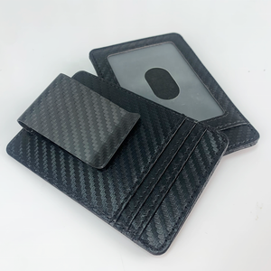 Porte-cartes et pince à billets 2-en-1 en fibre de carbone véritable mat de haute qualité, antivol, minimaliste, en cuir PU, portefeuille fin pour affaires - Product Image 2