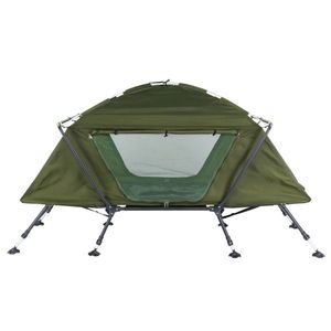 Tente de camping pliable verte 84,6*34,5*49,2 pouces avec lit intégré, double et luxueuse, pour 4 à 6 personnes, pour le camping familial en plein air - Product Image 2