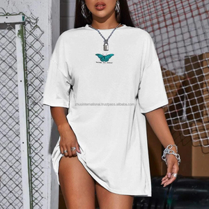 Camiseta de punto liso de gran tamaño para mujer personalizada de alta calidad al por mayor para imprimir - Product Image 1