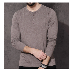 Camiseta de algodón 100% de primera calidad a precio económico para hombre, lavado ácido, manga larga, corte holgado, transpirable. - Product Image 1