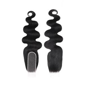 Cabello Humano Remy Indio con Ondas Suaves y Ondas Profundas, 16 Pulgadas, Negro, Cierre de Encaje 4x4, 150% de Densidad - Product Image 1