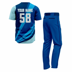 Uniforme de baseball personnalisé OEM, logo d'équipe personnalisé, nom, 100% polyester respirant, séchage rapide, manches courtes, poches, unisexe, adulte - Product Image 2