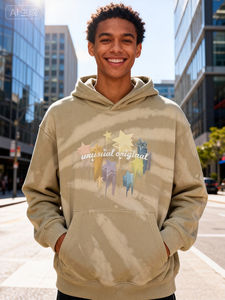 เสื้อฮู้ดดี้ย้อมสีแบบไทได  รักษ์โลก สตรีทแวร์ ผ้าฝ้ายหวี 100% เสื้อฮู้ดดี้ผู้ชายแบบสวมหัว ทรงปกติ  ขายส่ง เสื้อฮู้ดดี้ย้อมสีไทได - Product Image 5