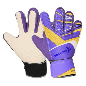 Guantes de Portero de Fútbol Daizen Star, Látex Morado y Amarillo, Dedos Completos, Antideslizantes, Transpirables, con Cierre de Gancho y Bucle, Correa de Muñeca Ajustable - Product Image 2