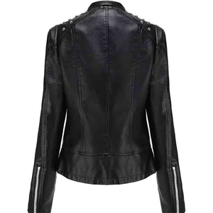 Vestes en cuir pour femmes, style streetwear décontracté et élégant, vestes en cuir tendance pour femmes, design moderne et confortable. - Product Image 2