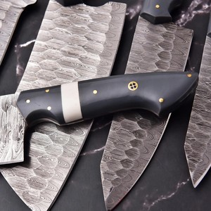 Ensemble de couteaux BK Industries en acier Damas à 67 couches, 5 pièces, manche en résine fait main, couteaux de chef durables et tranchants, 8-9,9 pouces, lame droite - Product Image 2