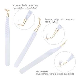 Pincettes antistatiques blanc-or pour extensions de cils, ensemble de pincettes de précision en acier inoxydable pour sourcils, outils de maquillage, 1 pièce - Product Image 3