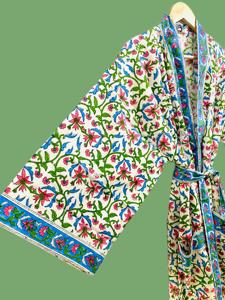 Robe Kimono en Coton Doux, Peignoir de Bain, Robe Enveloppante Faite Main, Ample, Élégante, Imprimé Magnifique, Tissu Naturel Doux, Kimono Décontracté en Coton - Product Image 5