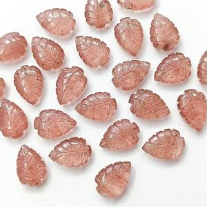 Quartz Fraise Naturel en Forme de Feuille Sculpté à la Main, Pierre Précieuse de 14 mm, Pierre de Quartz Non Montée pour la Fabrication de Bijoux, Prix de Gros en Vrac - Product Image 6