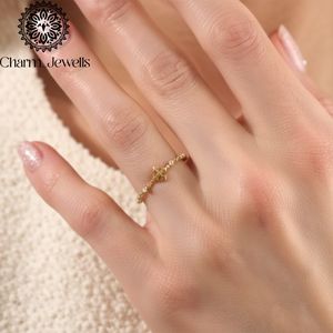 Charm_Jewells 18K Gold Plated Moissanite <b>Ring</b> With <b>Cross</b> Design Minimalist Style Unisex Everyday Wear - Product Image 4
