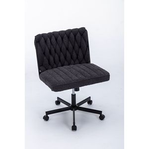 Modern Armless <b>Desk</b> Chair with Criss Cross Leg Wide Seat Home Office Work Meditation Wheels Included for Office Environment - Product Image 2