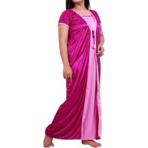 Meilleures ventes 2026 : Ensemble de nuit pour femme grande taille en coton uni, comprenant une robe de nuit et un pantalon, collection Printemps - Product Image 2