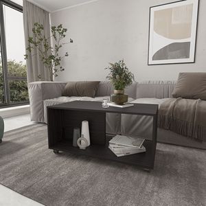 Tavolino da Caffè Oidak Gu Open Storage in Wengue con Ruote - Product Image 1