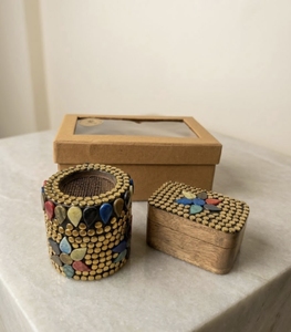 Brûleur d'encens portable en bois Bakhoor Mubkhar avec sangle en cuir et dessus en maille métallique pour aromathérapie - Product Image 3